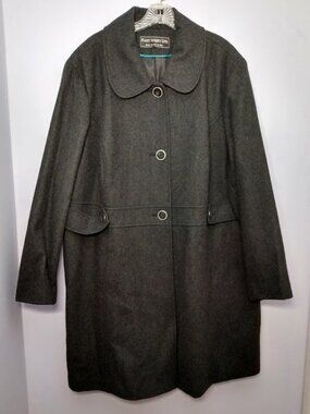 Women's Fleet Street Wool Blend Coat Charcoal Gray Size 2X* Mid Length Outerwear